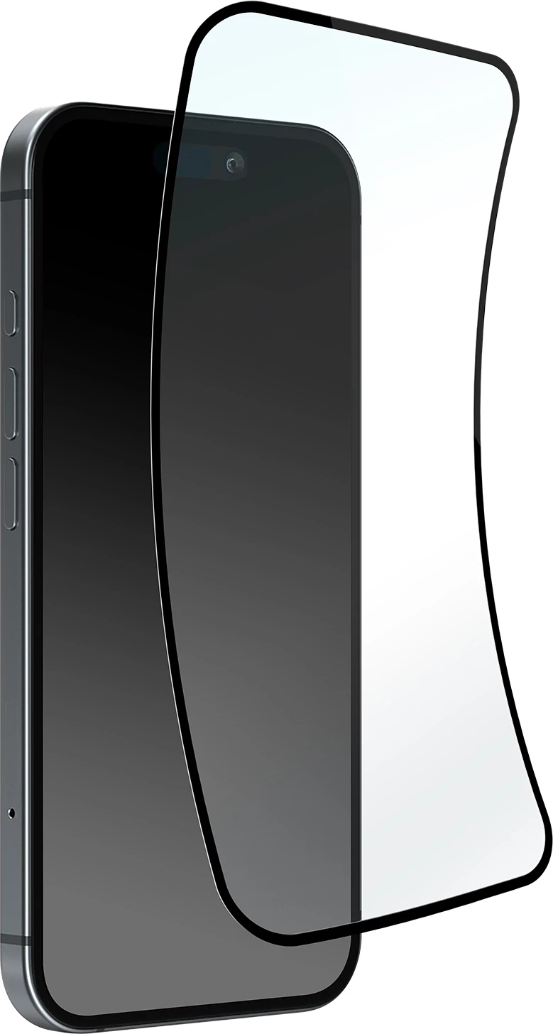 Xham mbrojtës Puro Flexible Glass D3O me kornizë të zezë për iPhone 16 Pro Max