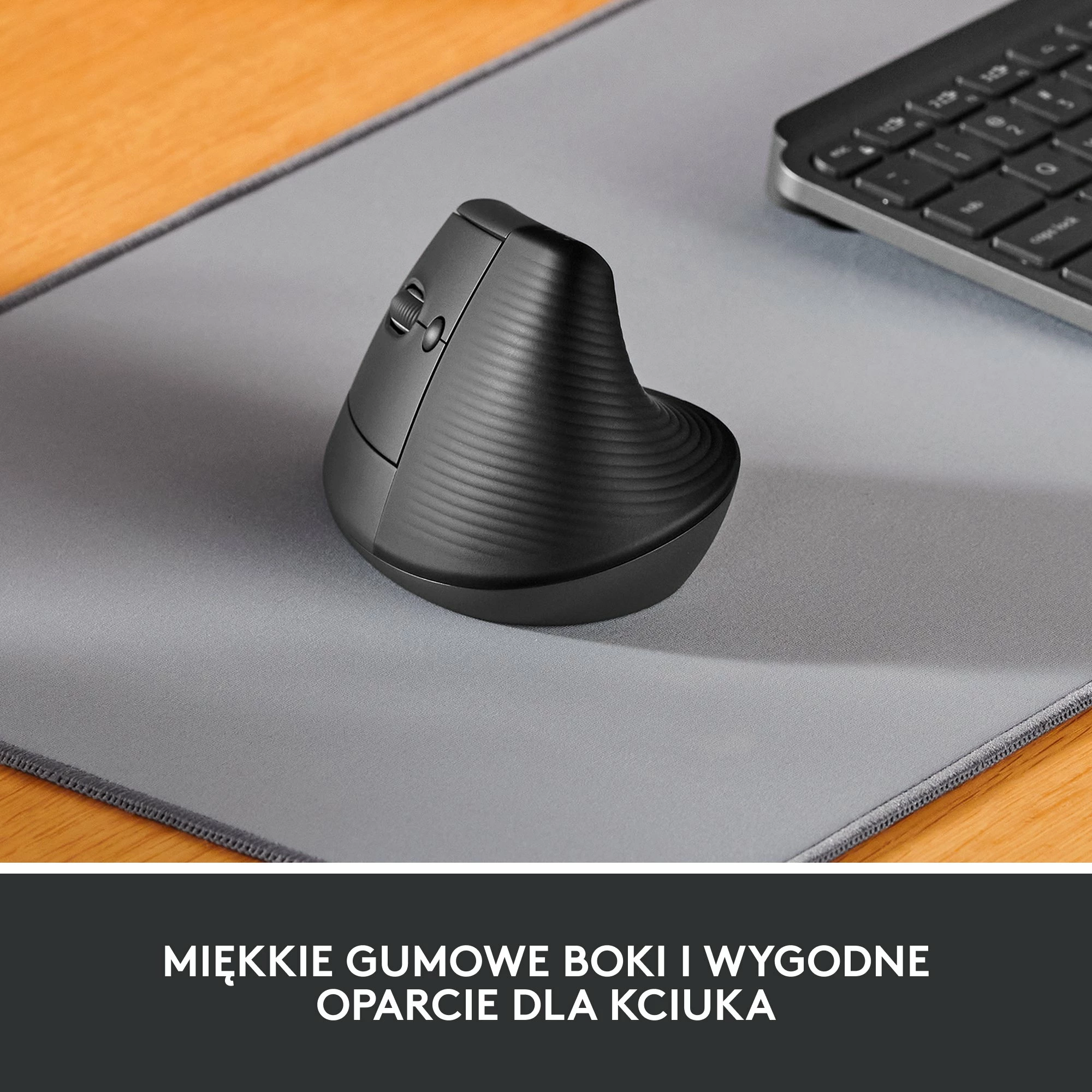 Maus vertikal Logitech Lift 910-006474 4000 DPI wireless për dorë të majtë, Graphite