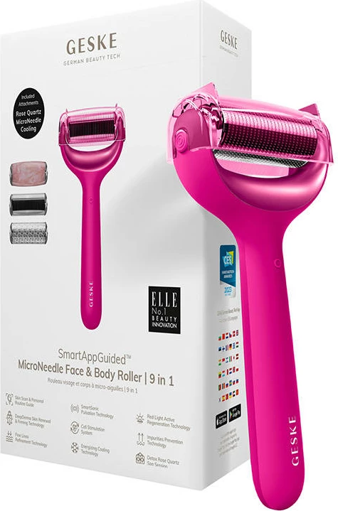 Roller mezoterapie Geske MicroNeedle Face&Body 9in1 me aplikacion, magenta