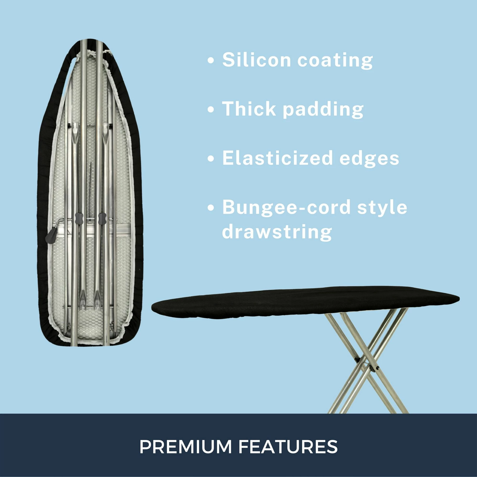 Mbulesë për dërrasë hekurosjeje, ngjyrë e zezë, 38x138x2 cm