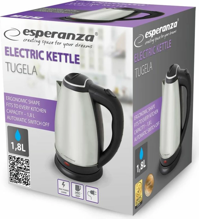 Ibrik elektrik Esperanza Tugela EKK104X, inox, 1.8L