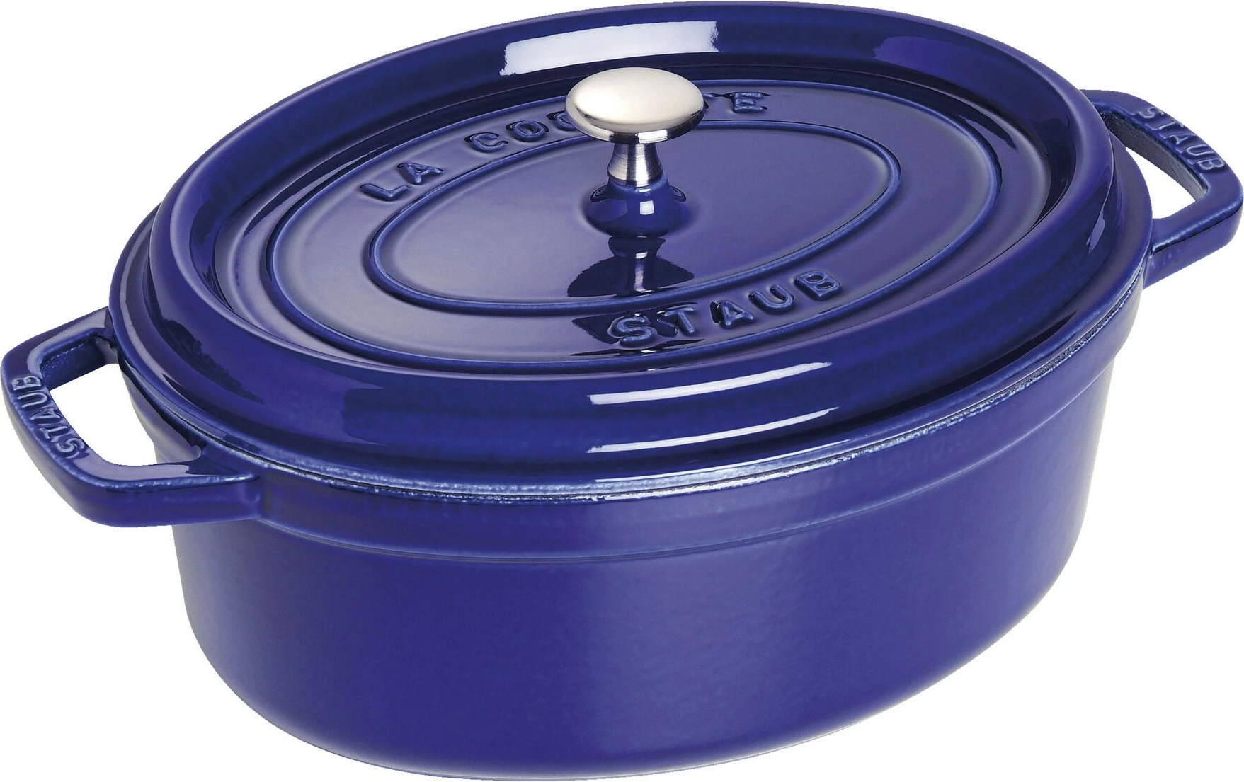 Tenxhere ovale Staub La Cocotte 29cm, gize, smalt, kaltër