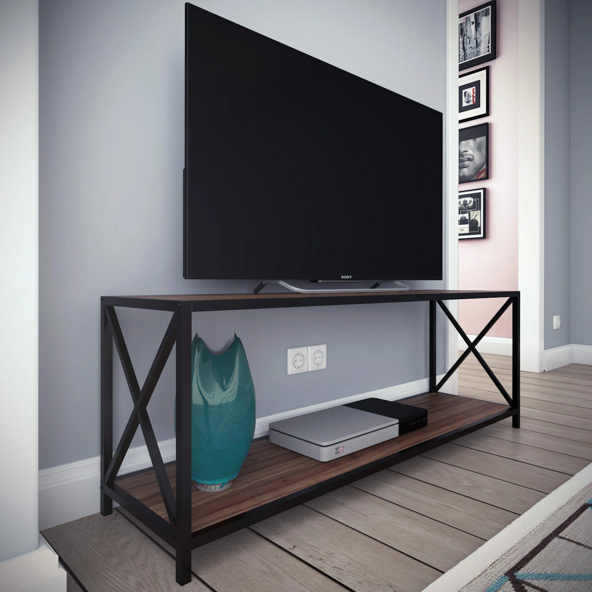 Komodë për TV Skye Decor, ngjyrë arre, e zezë