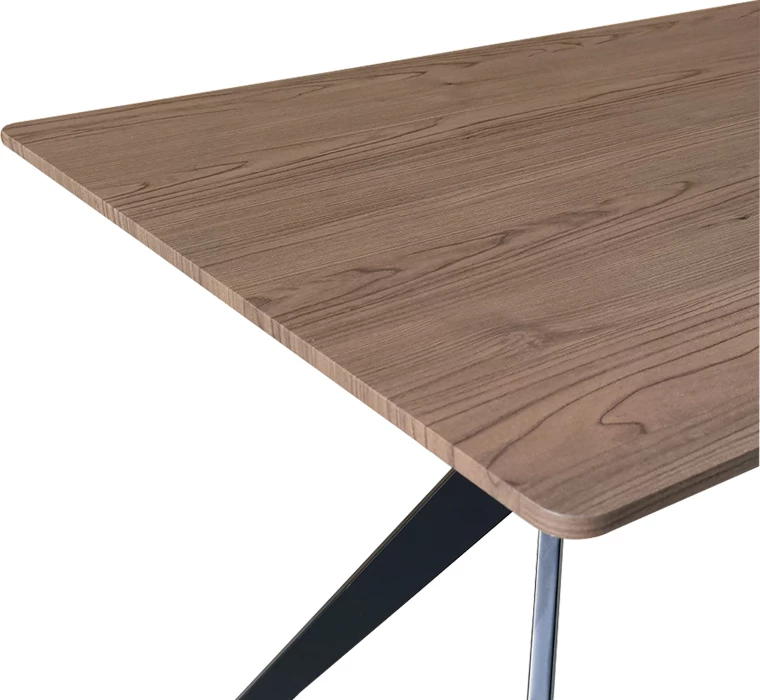 Tavolinë drejtkëndore Ezali, MDF ngjyrë arre, këmbë metalike të zeza, 140x80x75cm