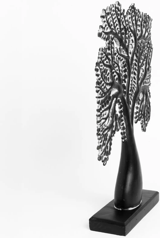 Dekor pemë FORET 2, polirezine, e zezë e bardhë, 33x8x45cm