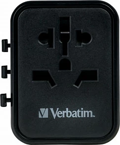 Adapter universal udhëtimi Verbatim UTA-02, 1x USB-A, 1x USB-C, 2500W, i zi