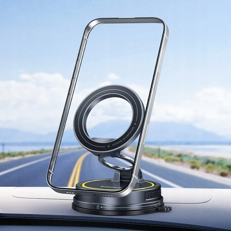 Mbajtës magnetik telefoni për veturë Baseus PrimeTrip VC2 Flex, kupë thithëse, 720°, me unazë magnetike, i zi