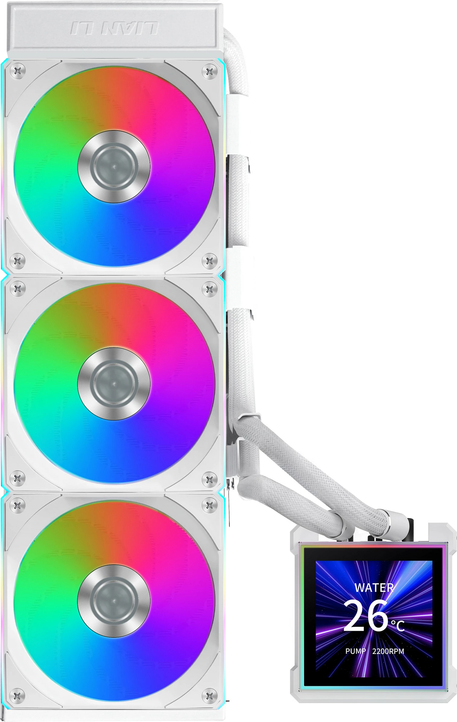 Ftohës uji AiO për CPU Lian Li HydroShift II LCD-S 360CL, 360mm, ARGB, i bardhë