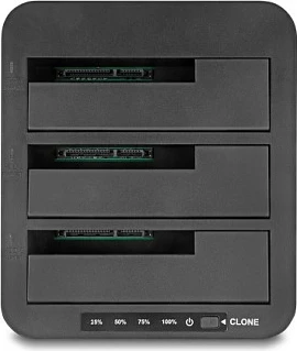 Docking station DeLOCK 64332, me 3 slote për HDD/SSD SATA 2.5/3.5, USB 3.2 Gen 1, e zezë