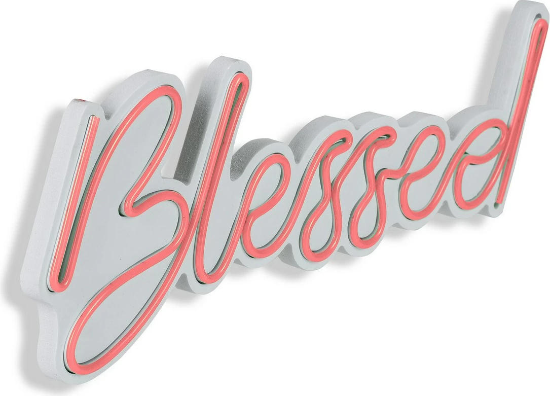 Dritë dekorative LED në mur, plastikë, 'Blessed', ngjyrë rozë