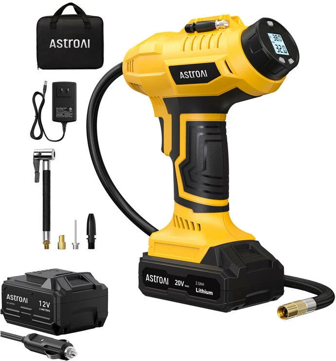 Pompë pa kabllo për goma AstroAI JY16P160-18, 2.0 Ah, 160 PSI, e verdhë