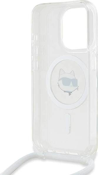 Mbështjellës Karl Lagerfeld IML Choupette Head & Cord MagSafe për iPhone 15 Pro Max, Transparent