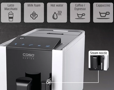 Makinë kafeje automatike CASO Café Crema One 1881, 1350W, 1.2L, 19 bar, e zezë/argjend
