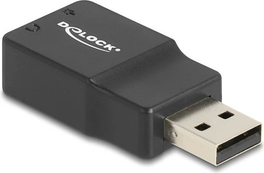 Kartë zëri e jashtme DeLOCK USB 2.0 Type-A në 2x 3.5mm (audio + mikrofon), Plug & Play, e zezë