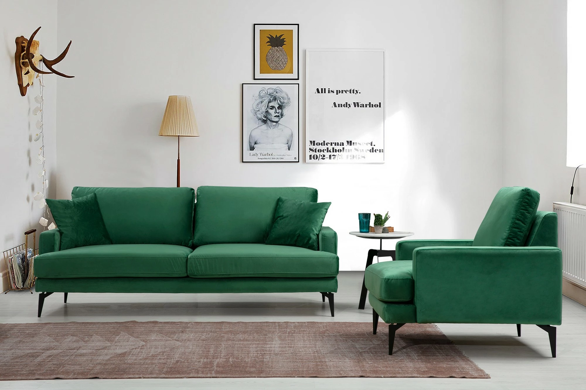 Karrige Wing Atelier del Sofa, Papira, ngjyrë jeshile mente