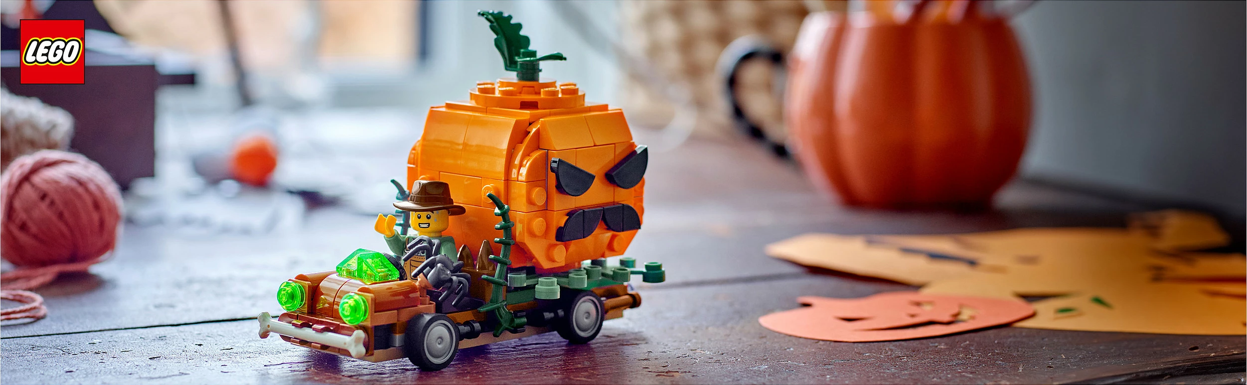 Set ndërtimi LEGO 40822 Jack-O-Lantern Pickup Truck, 177 pjesë, 8+, portokalli