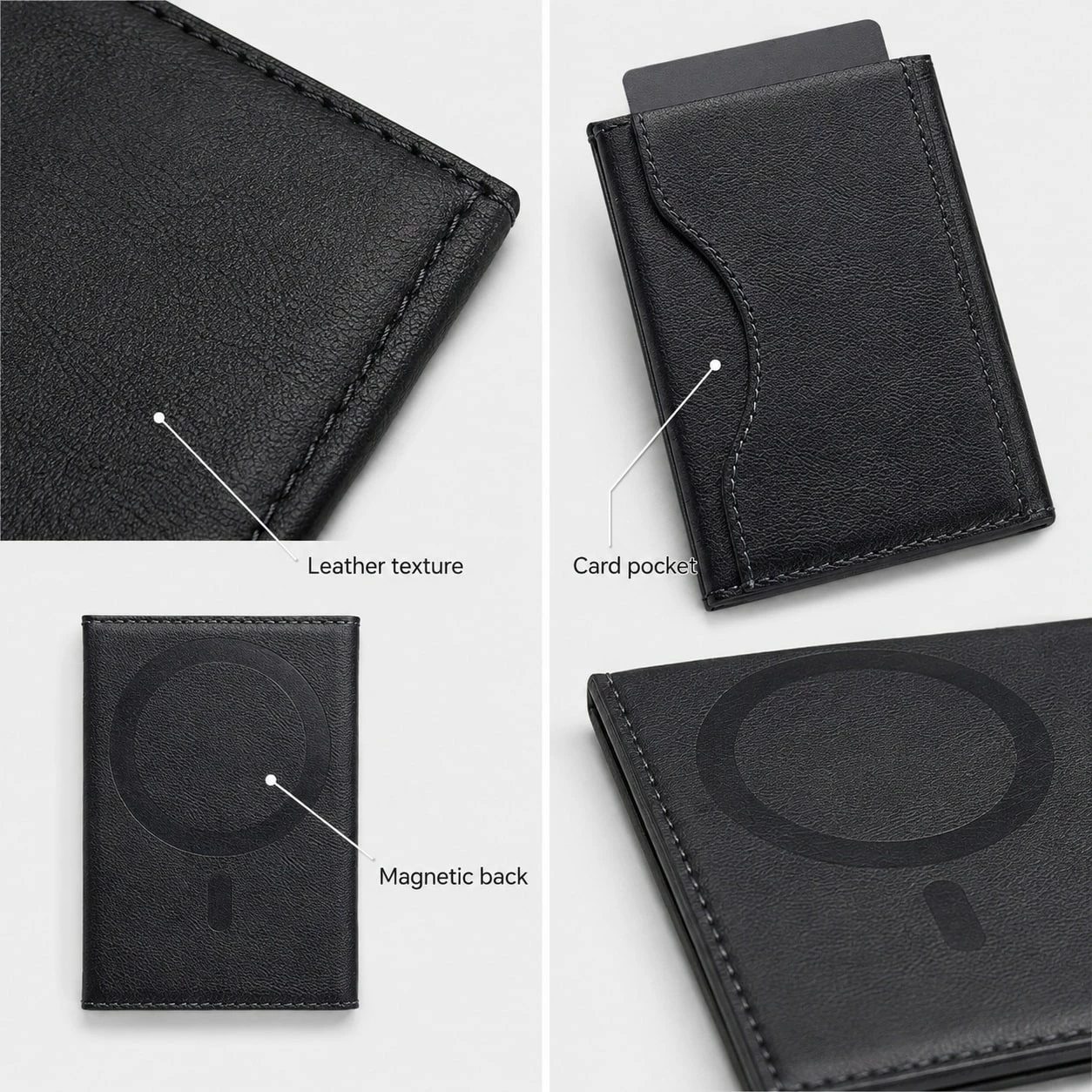 Kuletë Magnetike MagSafe-Style për Telefon me Mbajtëse Kartelash - e zezë