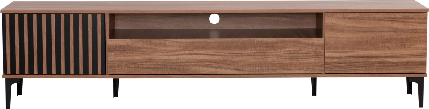 Mobilje TV, seri HARRY, FH18008.01, ngjyrë druri natyral dhe e zezë, 200x40x47,5 cm.