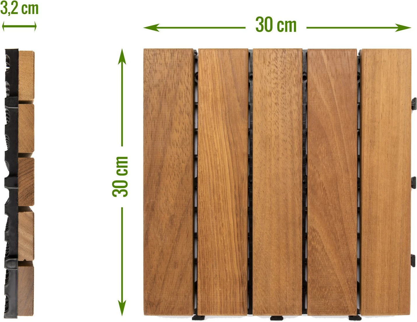 Set pllaka druri për dysheme (10 copë), Atelier del Sofa, ngjyrë kafe, IROKO WOOD