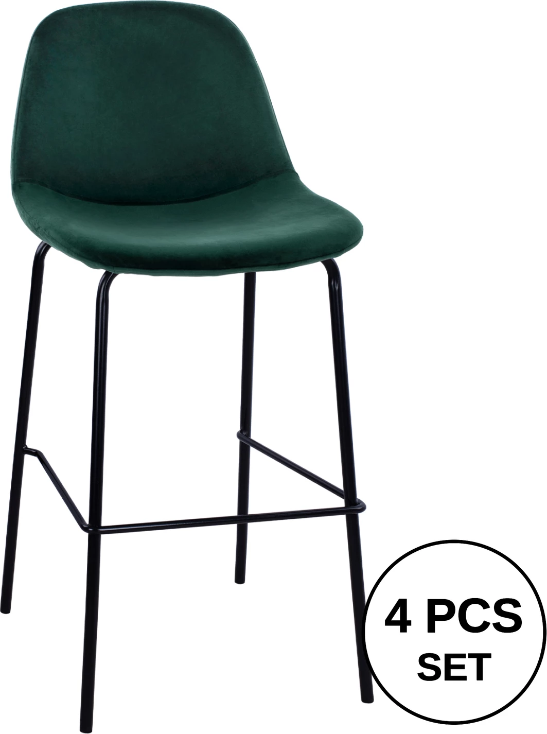 Karrige për bar VINCENT, ngjyrë selvi, këmbë metali, 47x51x96, set prej 4 copë