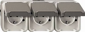 Prizë trefishe SCHUKO Merten MEG2391-8029, montim horizontal, gri e çelët