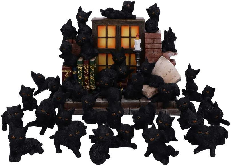 Figurinë dekorative mace NEMESIS NOW The Witches Litter, rezinë, e pikturuar me dorë, assorted, e zezë, 1 copë