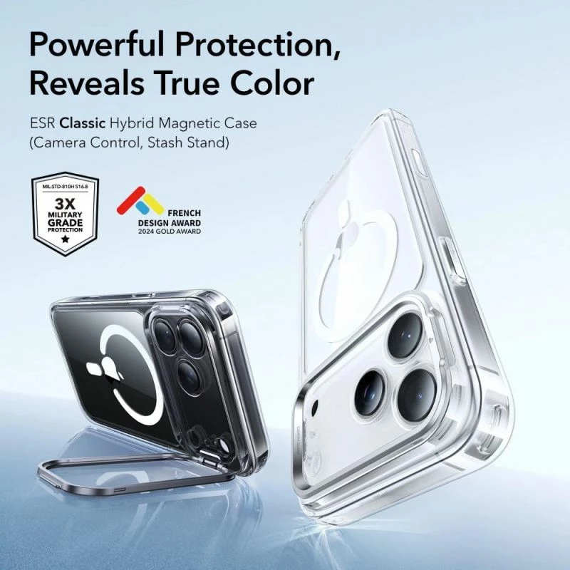 Maskë telefoni ESR Classic Hybrid Kickstand MagSafe për iPhone 17 Pro Max, transparente