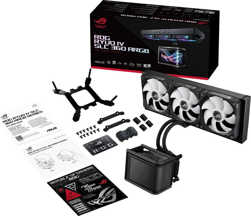 Kasë ftohëse uji ASUS ROG Ryuo IV SLC 360 ARGB, 3 ventilatorë 12 cm, e zezë