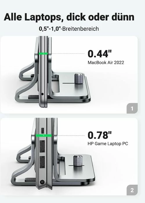 Mbajtëse vertikale për laptop UGREEN 20471, alumini, gjerësi e rregullueshme, për MacBook/iPad, argjend