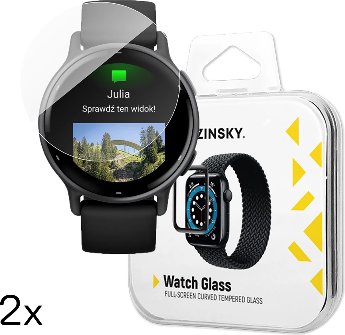 Xham i temperuar për orë Garmin Vivoactive 5, Wozinsky Full Glue, 2 copë