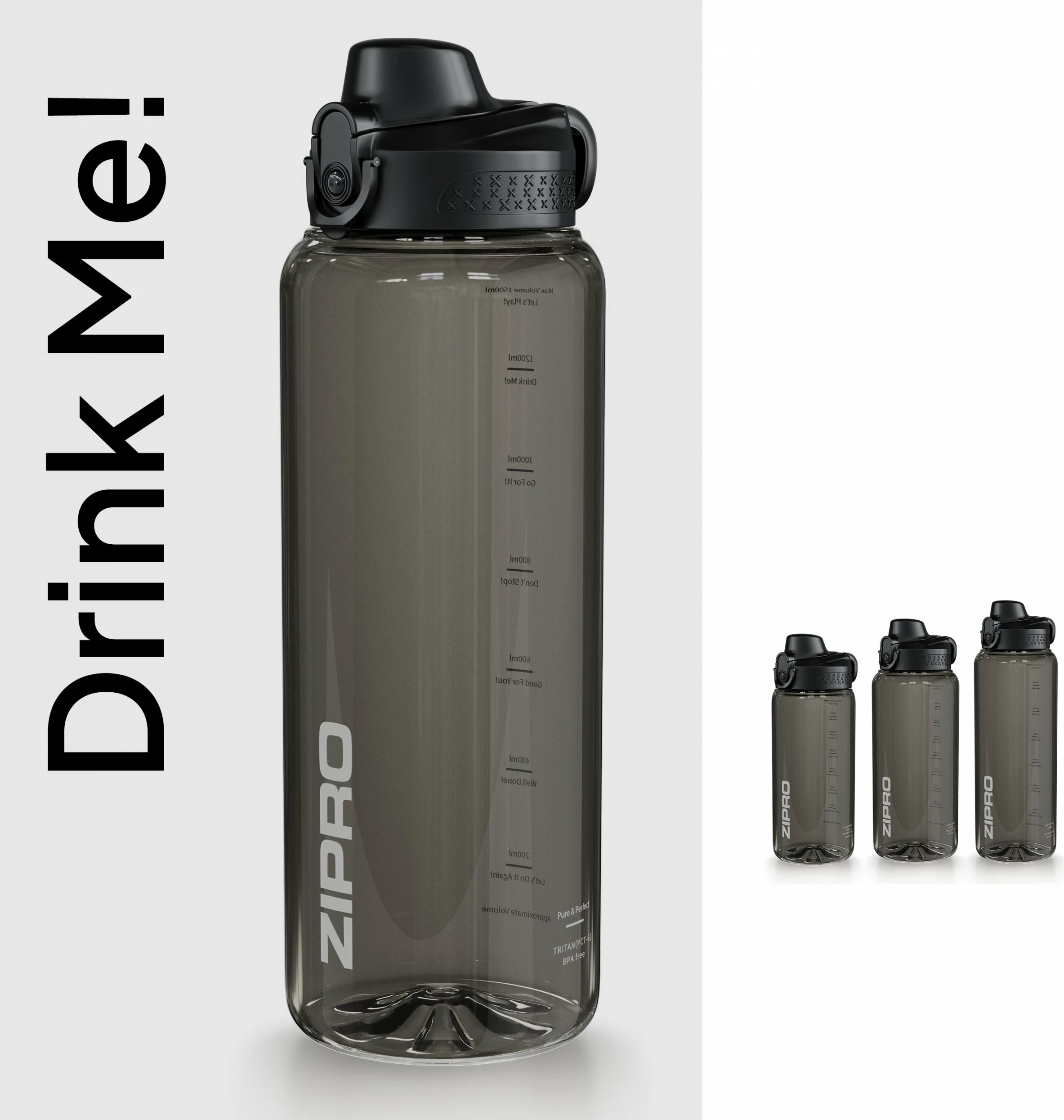 Shishe uji Zipro Tritan 1500 ml, BPA free, me sitë/infuzer frutash, e zezë