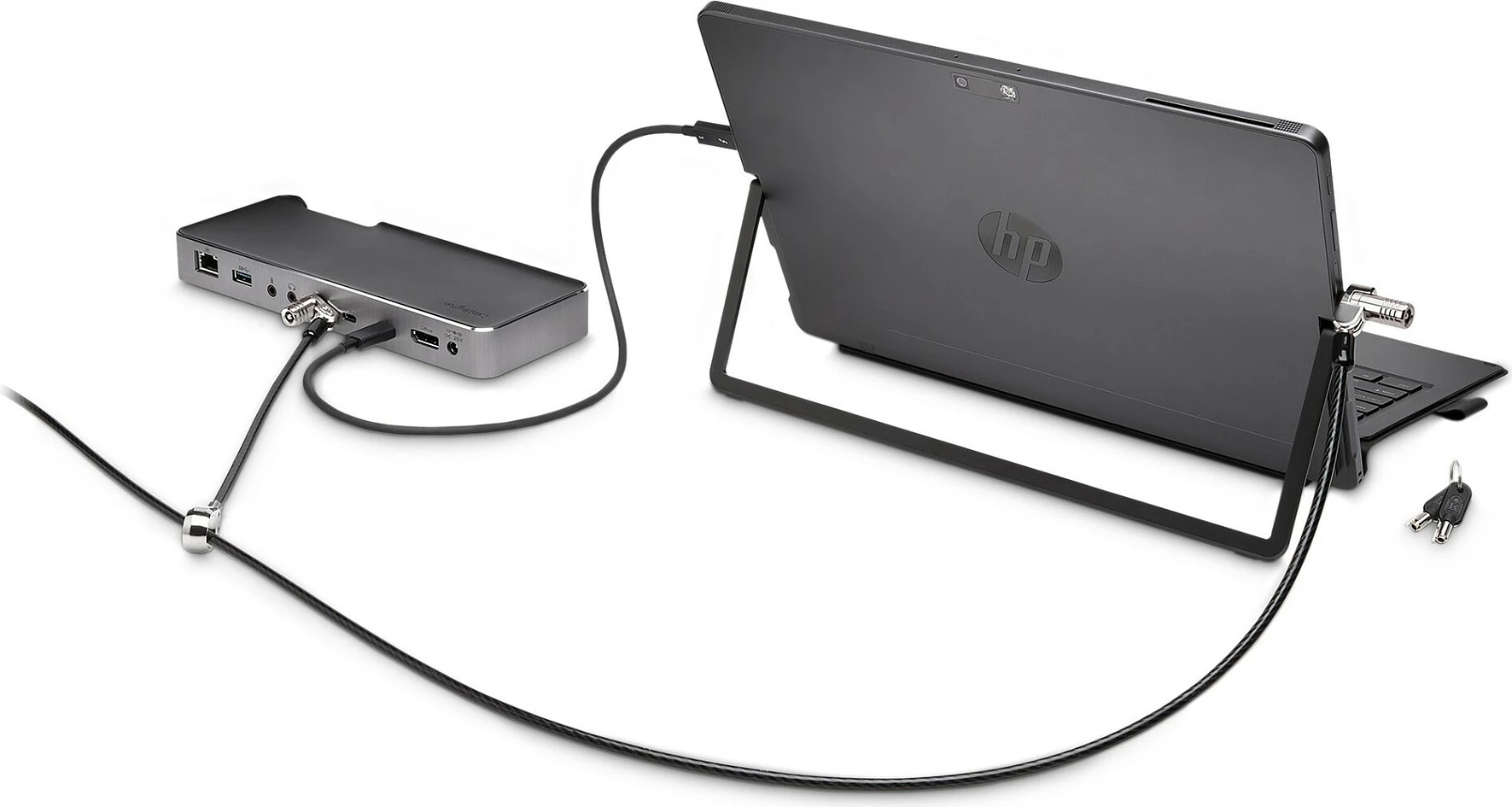 Kabllo sigurie Kensington NanoSaver Dual Head, me çelës, 1.8m, e zezë/çelik inox