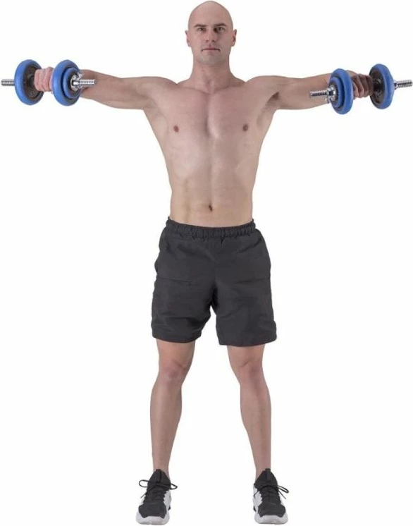 Set pesha 2-në-1 barbell dhe dumbbell HMS, unisex, argjend e kaltër