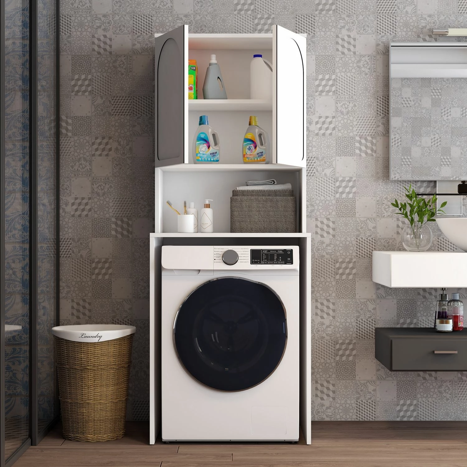 Dollap për lavatriçe, ngjyrë e bardhë, Skye Decor, Lyon 60