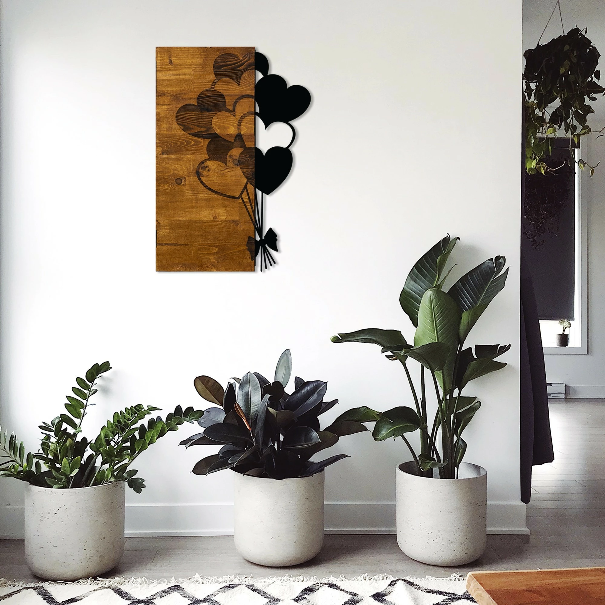 Aksesor dekorativ muri, dru dhe metal, Wallity, ngjyrë arre, 39x58cm