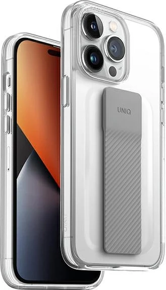 Mbështjellës UNIQ Heldro Mount për iPhone 14 Pro, me rrip FlexGrip, transparent