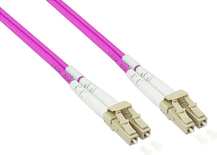 Kabllo fibër optike GoodConnections LW-P810LC4, OM4 multimode, LC-LC, 10 m, LSZH, vjollcë