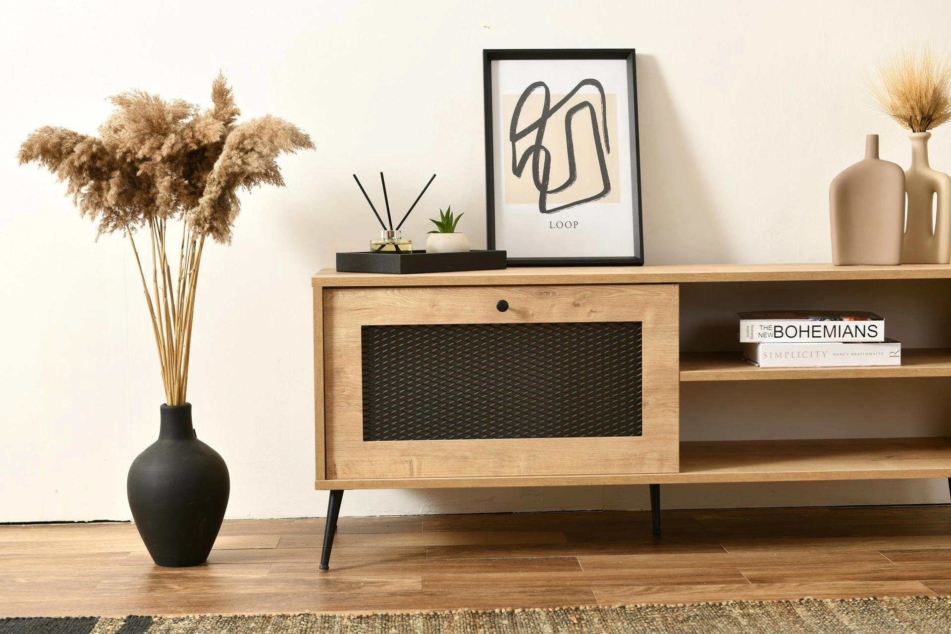 Komodë për TV Hanah Home, Wire 180, ngjyrë lisi