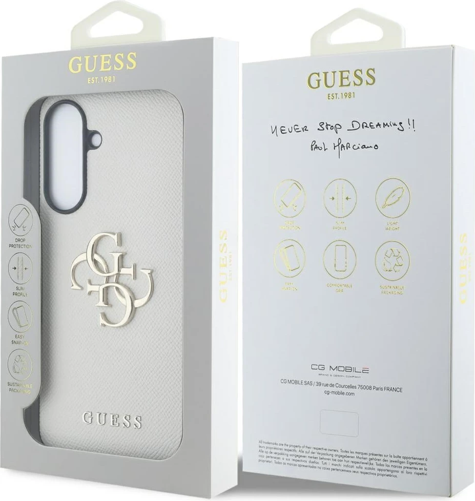 Mbështjellës Guess Grained Big 4G Logo Small Classic Logo për Samsung Galaxy A56, Bezhe