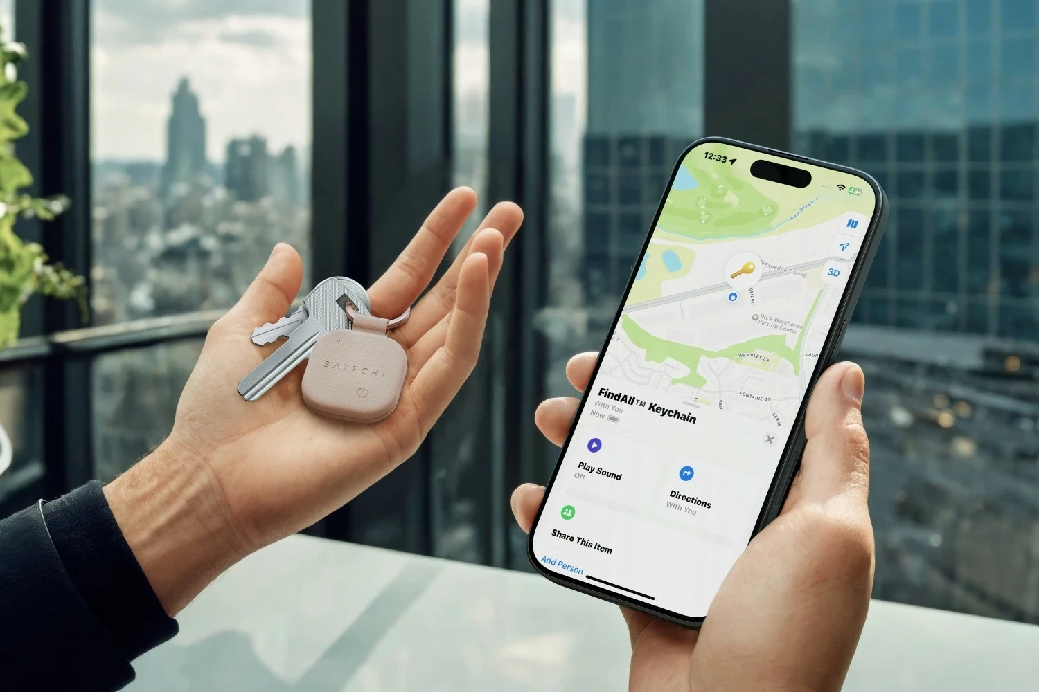 Brelok Satechi FindAll Keychain, locator, rozë