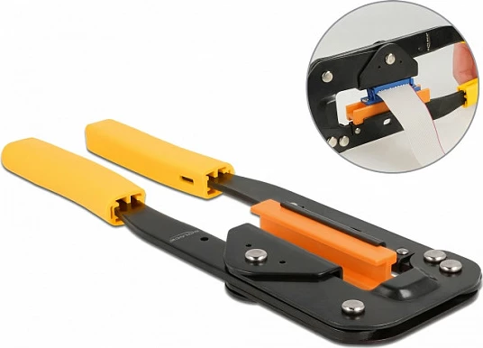 Vegël krimpimi DeLOCK për konektorë IDC/D-Sub me set adapterësh, e zezë/verdhë
