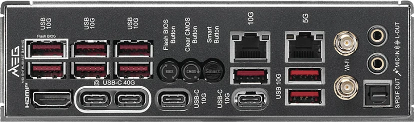 Pllakë amë MSI MEG X870E ACE MAX, Socket AM5, ATX, DDR5 deri 256GB, Wi‑Fi 7, PCIe 5.0, e zezë/ari