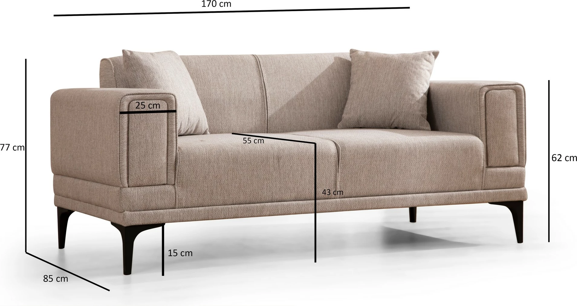 Divan dy ulëshe Atelier del Sofa, Horizon, ngjyrë kafe e çelët