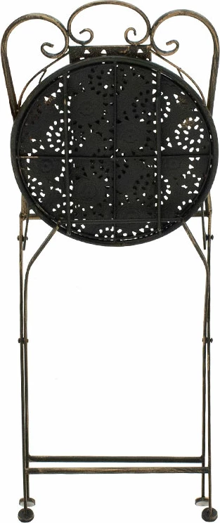 Set tavoline me karrige Drill 3 copë, ngjyrë bakri antike, metal