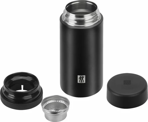 Shishe e izoluar për çaj dhe ujë të infuzuar Zwilling, 420 ml, çelik inox, e zezë