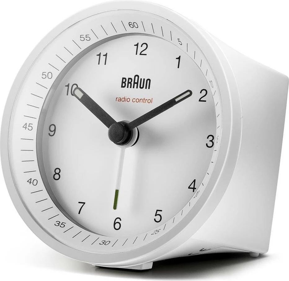 Alarm Braun BC07W-DCF, analog, radio kontroll, bardhë