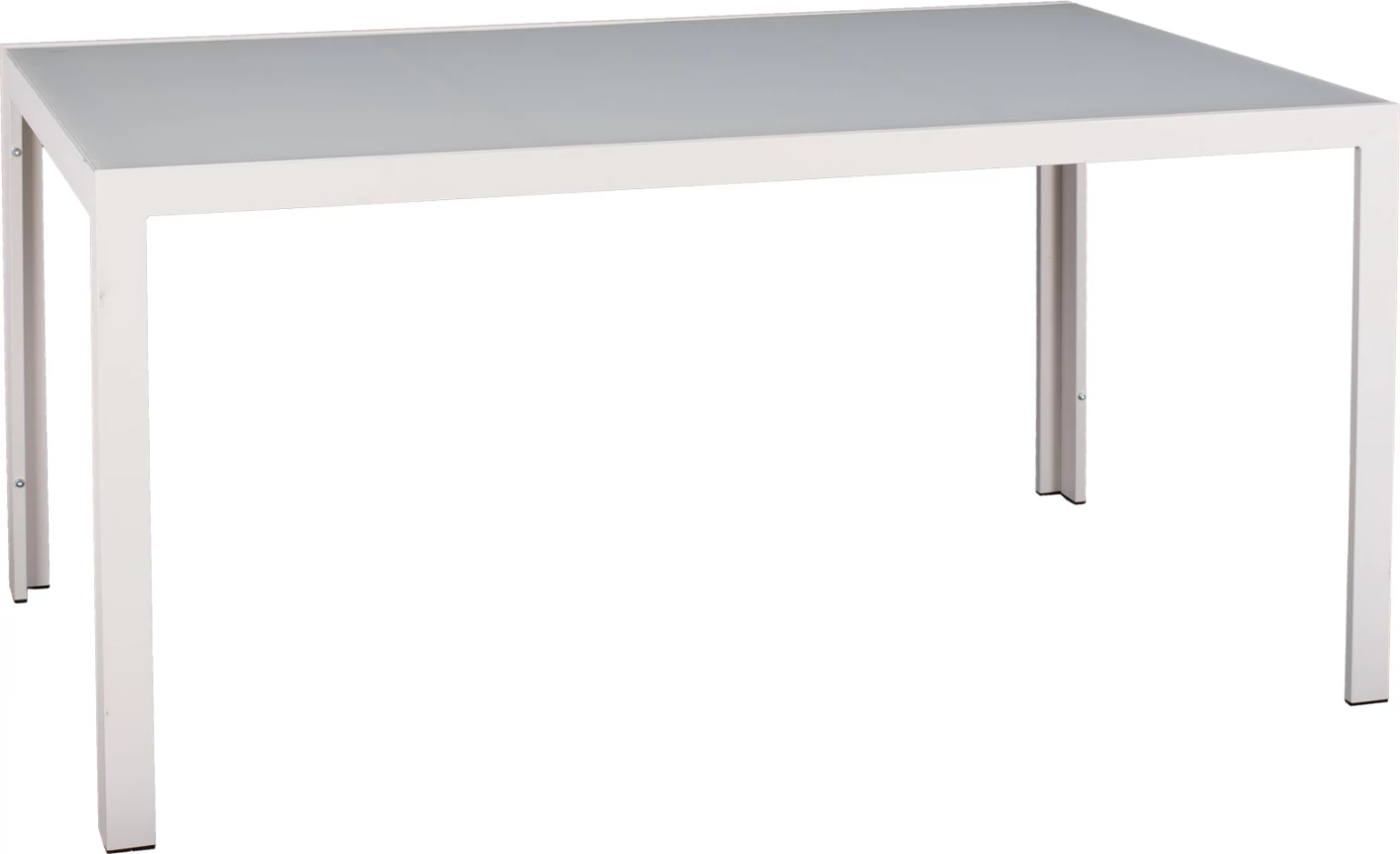 Tavolinë metalike, ngjyrë e bardhë akulli, me xham, FH5767.03, 150x90x75 cm