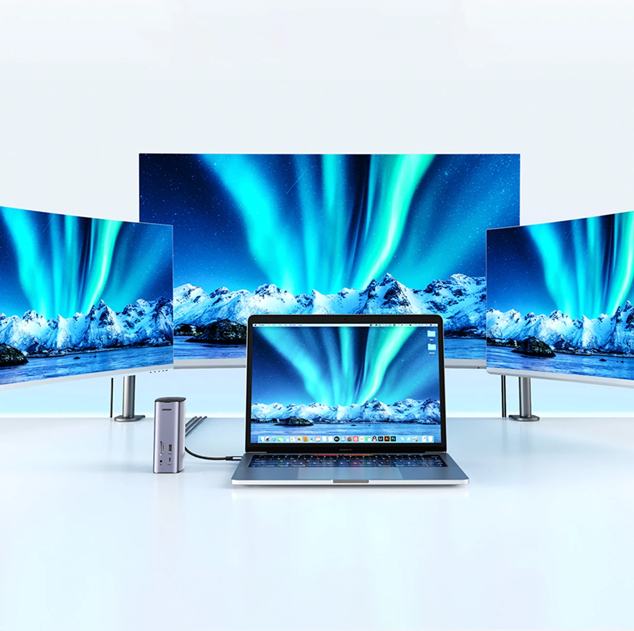 HUB multifunksional Ugreen CM555 12-në-1, USB-C, HDMI, DP, RJ45, SD/TF, Gri