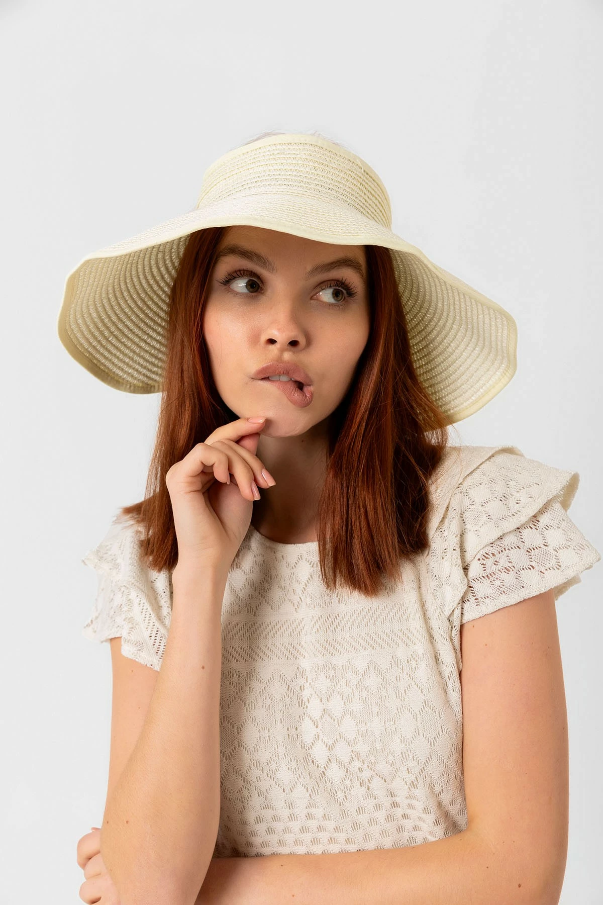 Kapelë verore për gra, ngjyrë krem, Jumeon, Hsr2080