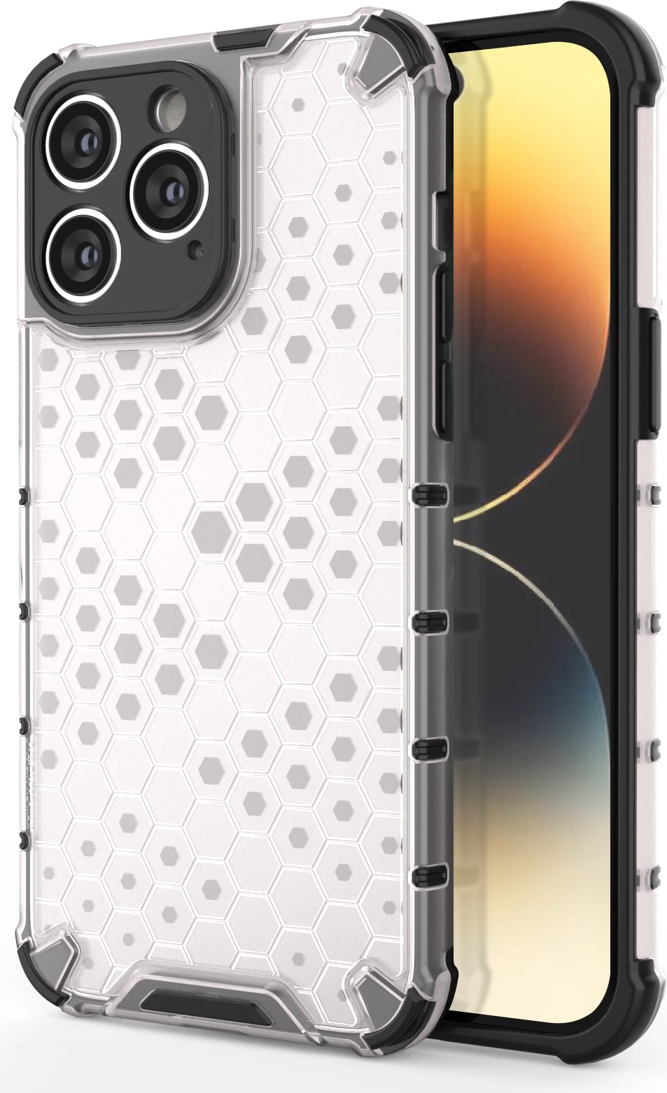 Mbështjellës Hurtel Honeycomb për iPhone 14 Pro, transparent